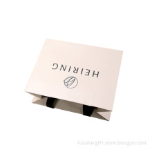 Custom Pink Embossing Logo Paper Bag with Ribbon